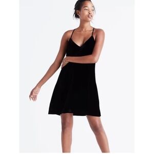 Madewell Silk-Blend Velvet Slip Mini Dress Black Size 0 90s Style